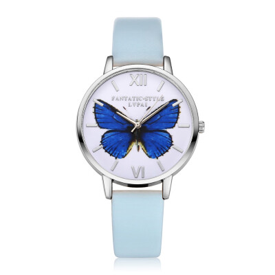 

LVPAI New Silver Butterfly Women Watches Brand Luxury Rose Gold Round Fashion Popular Wristwatch Female Quartz Watch Women 533