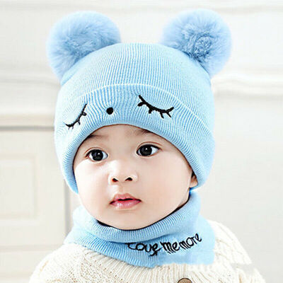 

Baby Toddler Boy Girl Winter Warm Knitted Crochet Beanie Hat Cap Scarf Sets