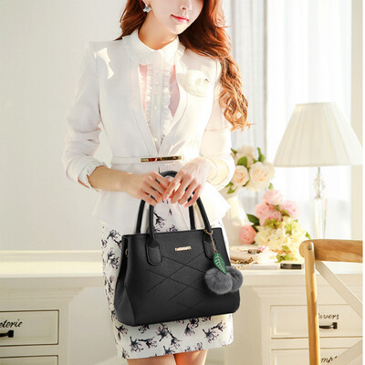

Tailored Fashion Women Hair Ball Lichee Pattern Crossbody Bag Shoulder Bag Handbag Black