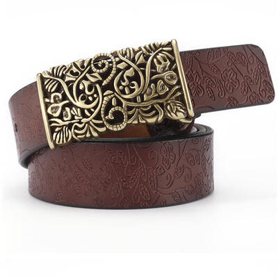 

Fashion Genuine leather belts for women Vintage floral Pin buckle Wide belt woman High quality cowskin strap female Ceinture