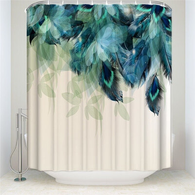 

Watercolor Decor Shower Curtain Peacock Feather Pattern Waterproof Polyester Fabric Bathroom Shower Curtains 2 Size
