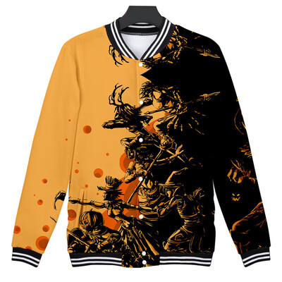 

Toponeto Women Halloween Horror Print Party Long Sleeve Pullover Hooded Baseball Jacket