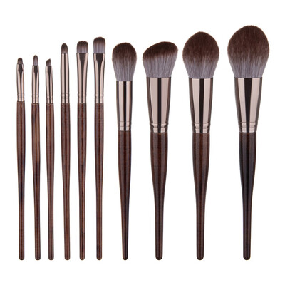 

Gobestart 10 Pcs Wooden Handle Makeup Brush Powder Base Powder Paint Set Makeup Tools