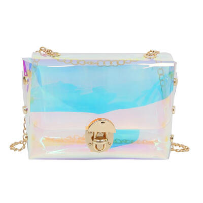 

Women Rivet Shoulder Bags Laser Transparent Crossbody Chain Messenger Bags