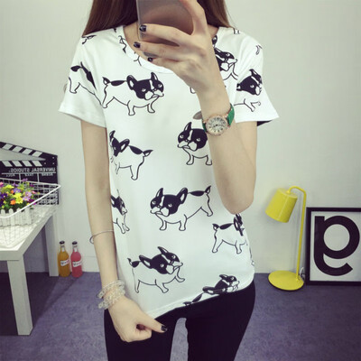 

Summer Fashion T-shirts Women Cute Dog Printed Tee Shirt Camisas Femininas Poleras De Mujer Femme Tshirt Tops