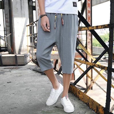 

Gobestart Mens Summer New Style Pure Colour Cotton Hemp Pants Fashion Comfortable Trouser