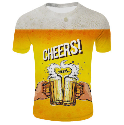 

Toponeto Mens Beer Festival New Style 3D Printed Short Sleeves Comfort Blouse Top