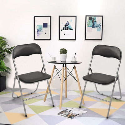 

Gobestart 2Pcs Home Backrest Folding Chairs Casual Office Training Chairs With Metal Frame