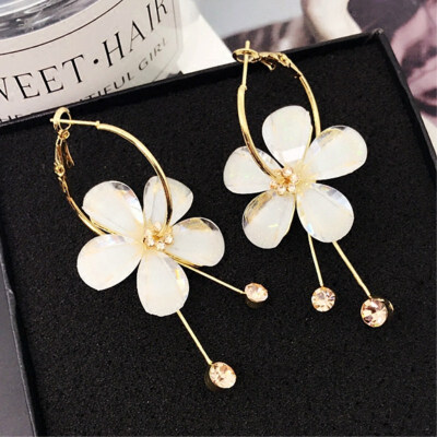 

EK414 Korean Style Personality Crystal Acrylic Flowers Drop Earrings For Women Geometric Dangle Earring Lover Sweet Cute Gift