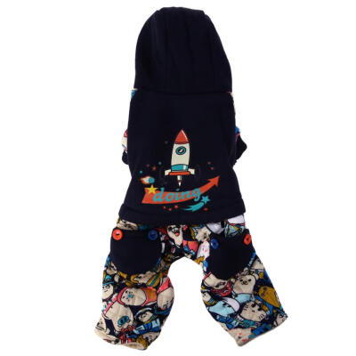 

Winter Warm Dog Cotton Clothes Hoodie Four Leg Pet Coat Star Sky