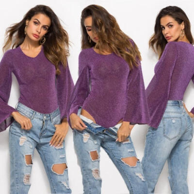 

Women´s Bodycon Bodysuit Long Sleeve Bodysuit Jumpsuit Romper Slim Leotard Tops Blouse