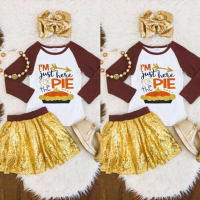 

Toddler Kids Baby Girls Outfits Clothes Thanksgiving T shirt Tops Dress Set