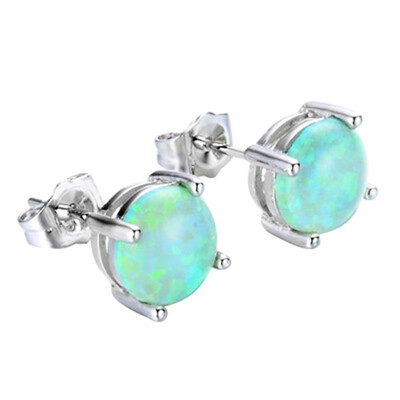 

Four-Claw Stud Earrings for Women Fashion WhiteBluePinkPurple Fire Opal Earrings Wedding Jewelry Earring