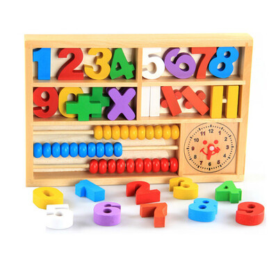 

YIWULAEducation Toys of Wooden Math Box 4-in-1 Abacus Colorful Learning Gift