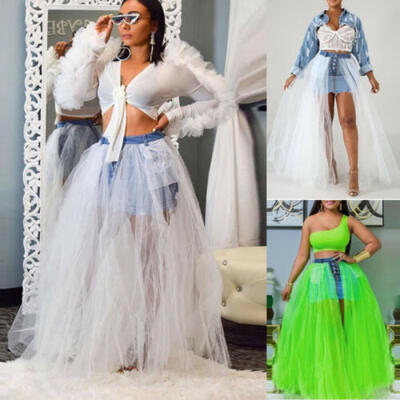 

Women High Waist Long Skirt Ladies Summer Holiday Casual Split Wrap Sundress