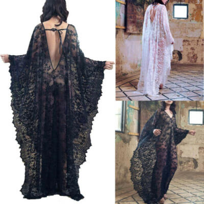 

Women Lace Crochet Summer Beach Bikini Cover Up Long Swimwear Dress Bathing Suit