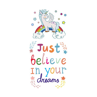 

Unicorn Just Believe In your Dreams Stars Flowers Wall Stickers For Girl Bedroom