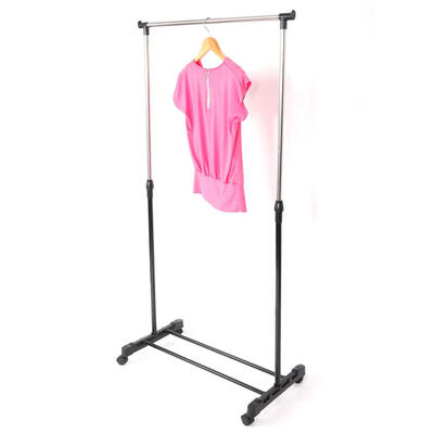 

Adjustable Rolling Garment Rack Single Hanging Bar Clothes Hanger