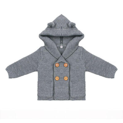 

Baby Boy Knitting Cardigan Winter Solid Sweaters Long Sleeve Hooded Coat