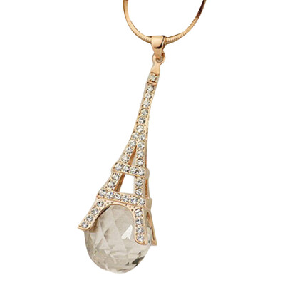 

New Womens Ladies Paris Eiffel Tower Transparent Crystal Ball Pendant Long Necklace Hot Sale