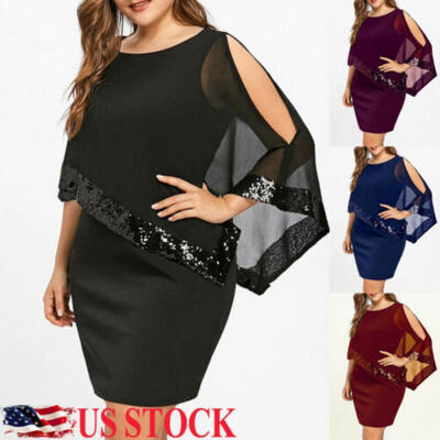 

Plus Size Womens Mesh Sleeveless Bodycon Evening Party Cocktail Short Mini Dress