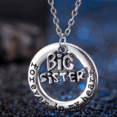 

Hot New Big Sister Pendant Necklace for Sister Families Silver Chain Jewelry