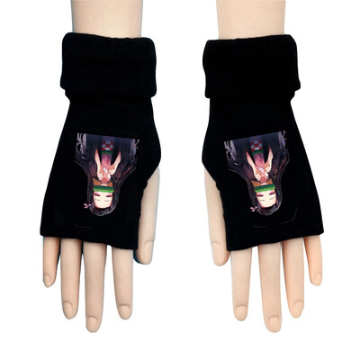 

Anime Demon Slayer Kimetsu No Yaiba Winter Warm Cotton Unisex Long Fingerless Gloves Work Halffinger Gloves With Thumb Hole