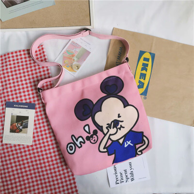 

Student Partys bag inclined bag womens canvas Korean ins wind-style single-shoulder bag&womens ulzzang