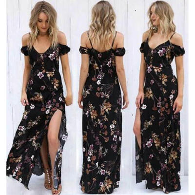 

Women Boho Floral Maxi Long Dress Party Evening Sleeveless Summer Beach Sundress