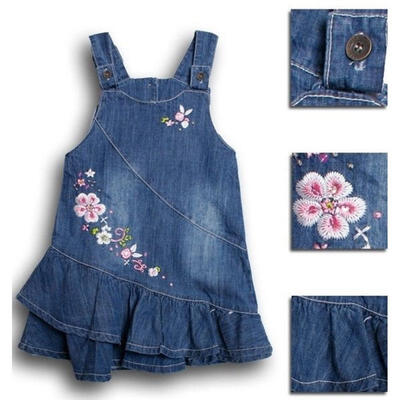 

Toddler Kids Baby Girl Floral Sleeveless Denim Dress Suspender Skirt Outfits Set