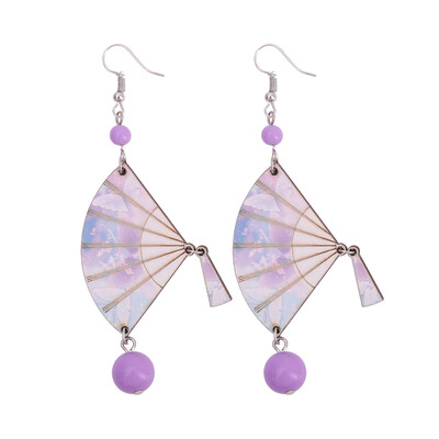 

Wood Charm Drop Earrings Earring For Woman Fan Pendants Acrylic Beads Hook Fashion Women Earrings