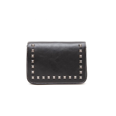 

New Fashion Women Shoulder Bag Flap Top Rivet Decoration Adjustable Straop Solid Vintage Crossbody Bag
