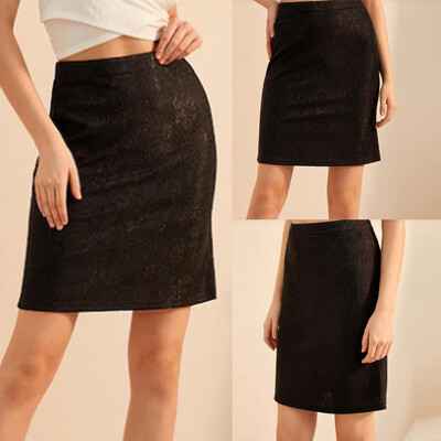 

Roseonmyhand Fashion Women Lace Package Hip Zipper Hig Waist Slim Fit Casual Sexy Short Skirt