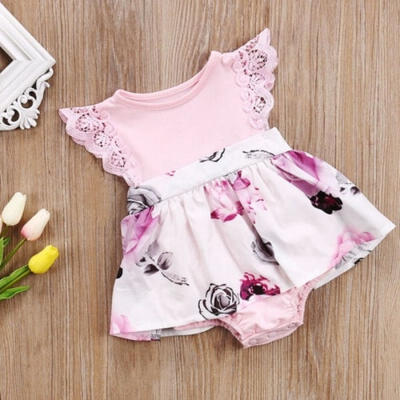 

Fashion Little Sister Kids Girls Cute Lace Floral Dress Sundress Newborn Baby Girl Romper 0-24M Romper 1-6Y Dress