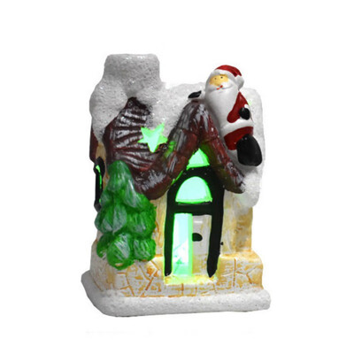 

Resin Christmas Scene Village Houses Town With Clorful Flashing LED Light Battery Operate Christmas Ornamnet