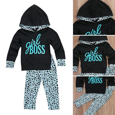 

2Pcs Toddler Girls Kids Hooded Tops Spot Pants Trousers Outfits Set Clothes 1-6Y