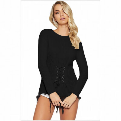 

Round neck long sleeves tight bottoming shirt casual warm knit sweater