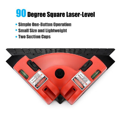 

90 Degree Square Laser-Level Mini Horizontal & Vertical Laser-Line Projection Square Laser-Level Meter with Two Suction Cups