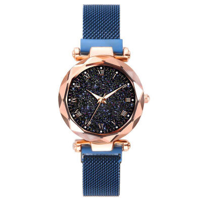 

Women Magnetic Luxury Watches Stainless Steel Mesh Band Quartz Wristwatch Ladies Roman Number Starry Sky Watch Reloj Mujer