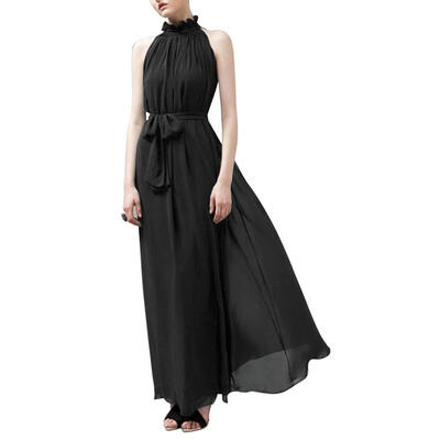 

Boho Bandage Swing Dress Women Elegant Sleeveless Chiffon Maxi Dresses