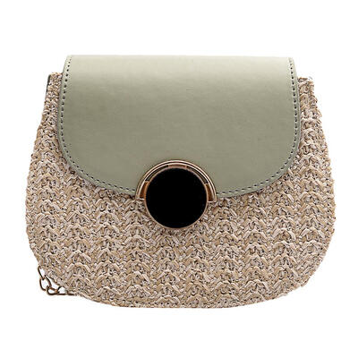 

Elegant Contrast Color Clutch Women Flap Shoulder Messenger Woven Handbag