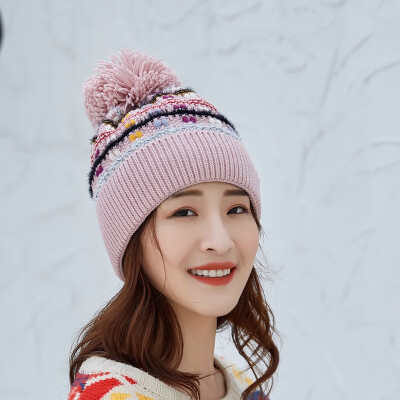 

Hat winter winter double-layer double-layer warm wool-cap Korean style wool-ball knit cap cute simple students cap