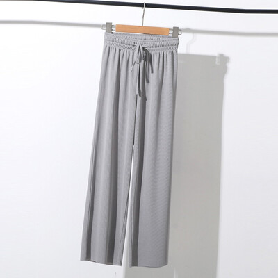 

Fashion Women Leisure High Waist Trousers Loose Pants Pure Color Ninth Pants