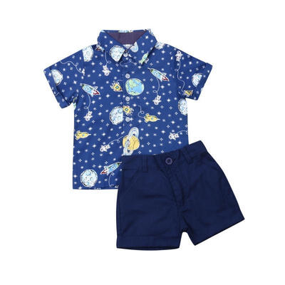 

UK Baby Boy Kids Wedding Formal Gentleman Suit Cartoon ShirtShorts Clothes Sets