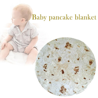 

Round Pancake Blanket Pie Food Design Corn Cake Beach Towel Picnic Blanket for Baby Kids Adults