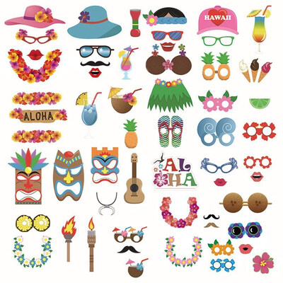

Hawaiian Flamingo Style DIY Photo Booth for Wedding Birthday Party or Beach Summer Pool Party Decorations Supplies