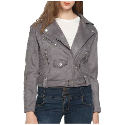 

Toponeto Womens Casual Solid Outerwear Lapel Zipper Long Sleeve Pocket Jacket Belt Coats
