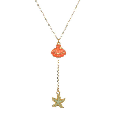 

Summer Sea Shell Pendants&Necklace For Women Orange Color Necklace New Trendy Jewelry Female Handmade Necklace Girls Gifts