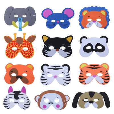 

12pcs Cartoon 0-18Y Children Assorted EVA Foam Animal Masks Set Party Prop