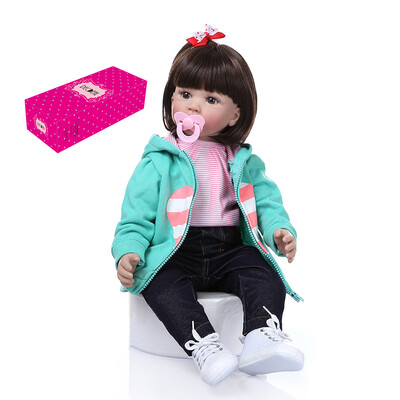 

Decdeal 24 inch Reborn Baby Doll Big Size Lifelike Silicone Rebirth Dolls Soft Touch Girl Princess Dolls for Kids Birthday Toddler